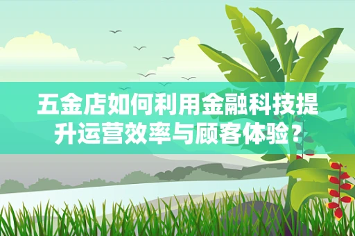 五金店如何利用金融科技提升运营效率与顾客体验？