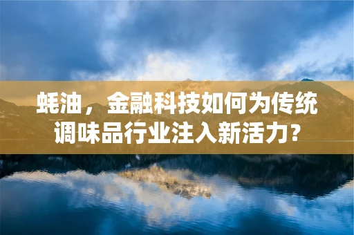 蚝油，金融科技如何为传统调味品行业注入新活力？