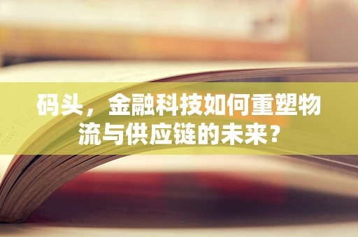 码头，金融科技如何重塑物流与供应链的未来？