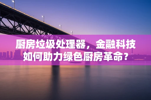 厨房垃圾处理器，金融科技如何助力绿色厨房革命？