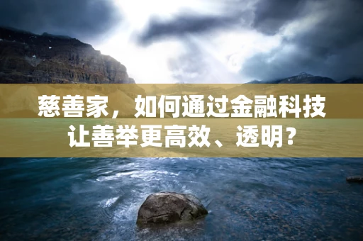 慈善家，如何通过金融科技让善举更高效、透明？