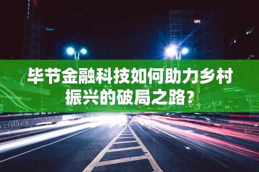 毕节金融科技如何助力乡村振兴的破局之路？