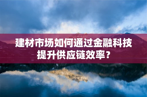建材市场如何通过金融科技提升供应链效率？