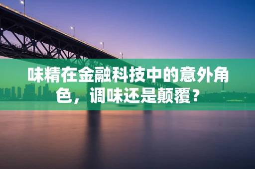 味精在金融科技中的意外角色，调味还是颠覆？