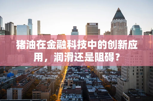 猪油在金融科技中的创新应用，润滑还是阻碍？