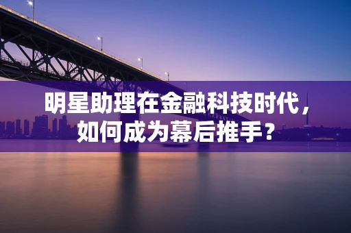 明星助理在金融科技时代，如何成为幕后推手？