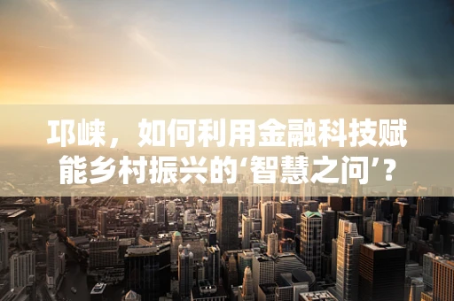 邛崃，如何利用金融科技赋能乡村振兴的‘智慧之问’？