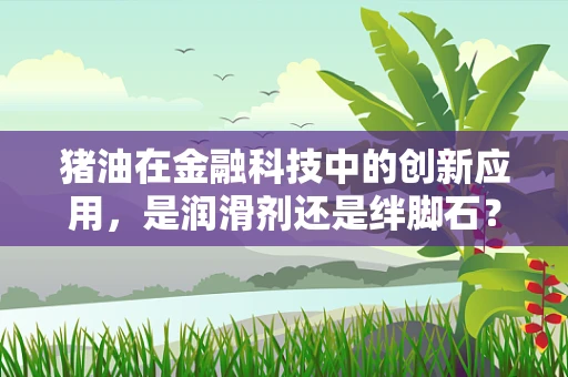 猪油在金融科技中的创新应用，是润滑剂还是绊脚石？