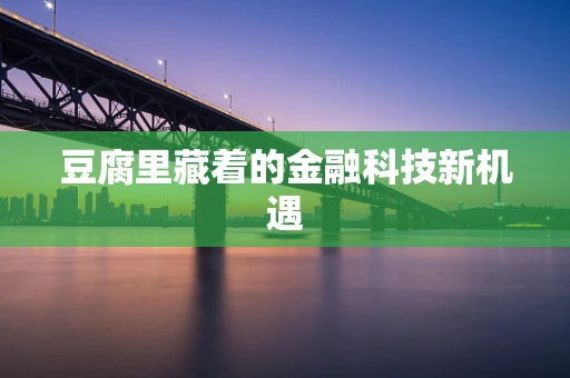 豆腐里藏着的金融科技新机遇