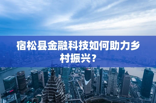 宿松县金融科技如何助力乡村振兴？