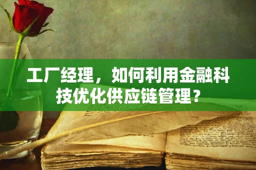工厂经理，如何利用金融科技优化供应链管理？