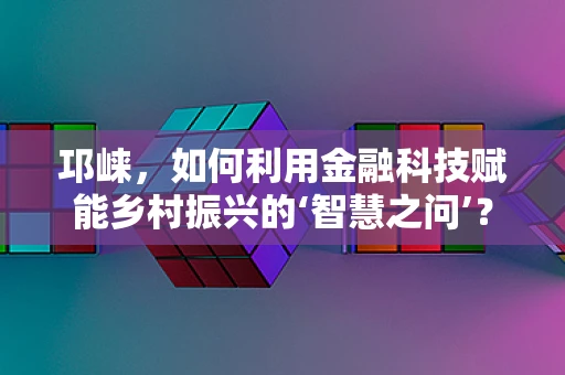 邛崃，如何利用金融科技赋能乡村振兴的‘智慧之问’？