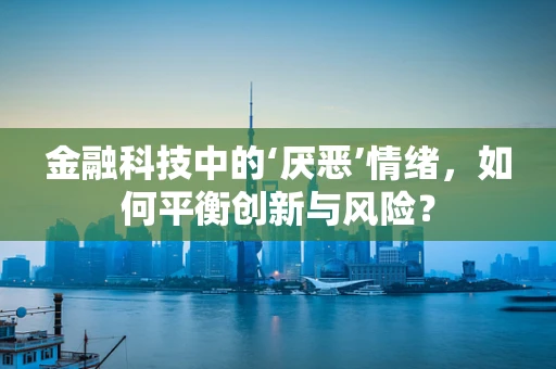 金融科技中的‘厌恶’情绪，如何平衡创新与风险？