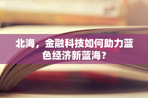 北海，金融科技如何助力蓝色经济新蓝海？