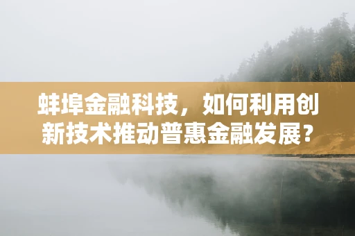 蚌埠金融科技，如何利用创新技术推动普惠金融发展？