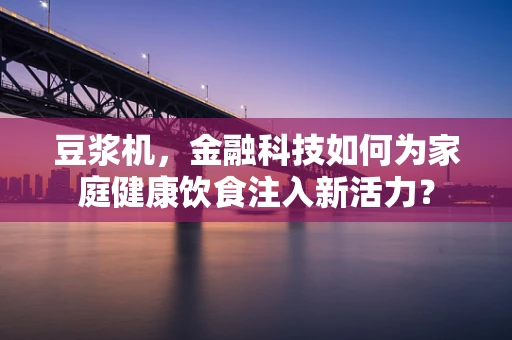 豆浆机，金融科技如何为家庭健康饮食注入新活力？