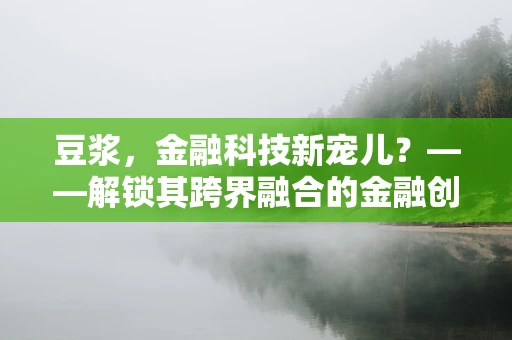 豆浆，金融科技新宠儿？——解锁其跨界融合的金融创新潜力