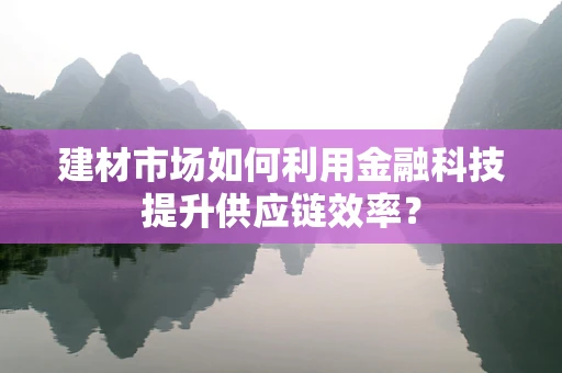 建材市场如何利用金融科技提升供应链效率？