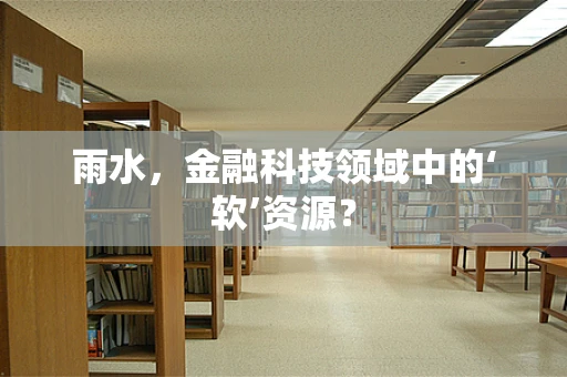 雨水，金融科技领域中的‘软’资源？