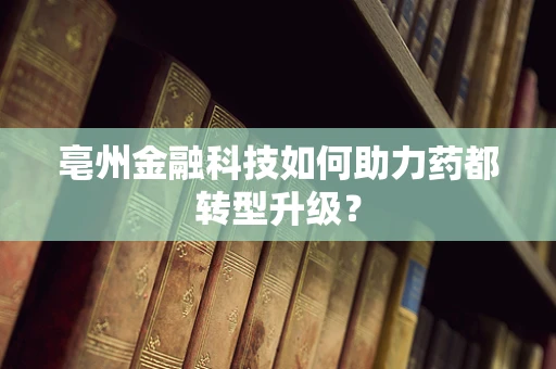 亳州金融科技如何助力药都转型升级？