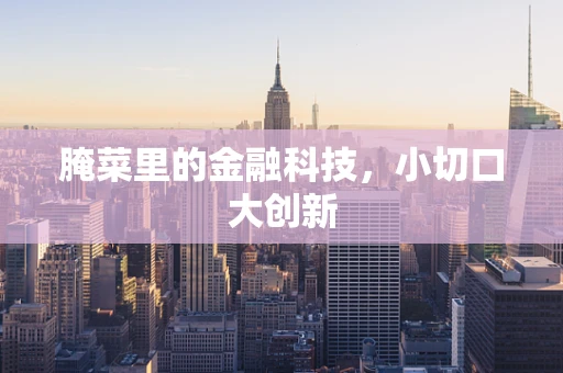 腌菜里的金融科技，小切口大创新